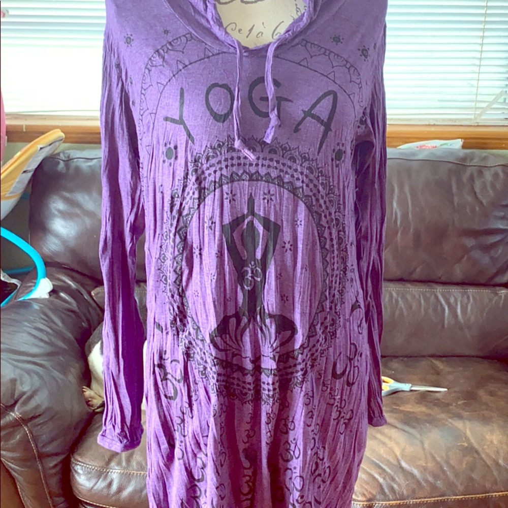 purple long sleeve yoga dress/top